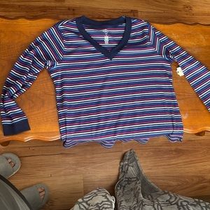 St John’s Bay Striped 1X Long Sleeve